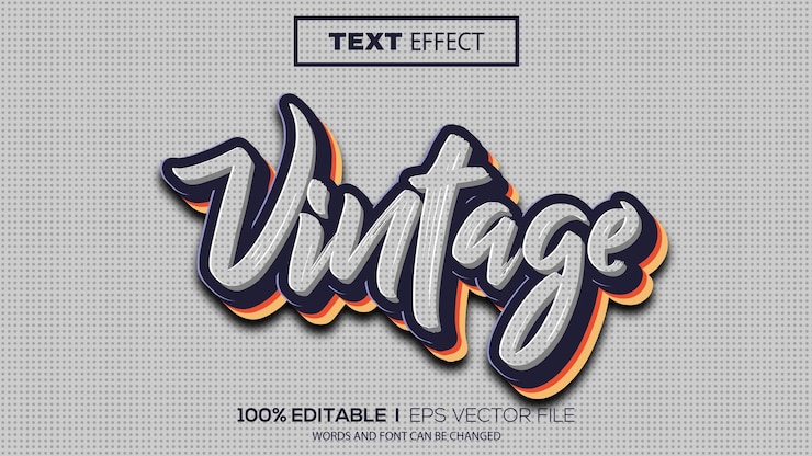 Vector 3d vintage text effect editable text effect