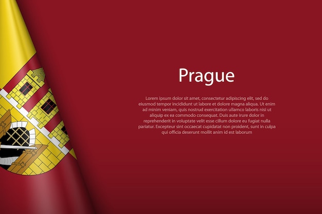 3d vlag van Praag is een stad van de Tsjechische Republiek geïsoleerd op de achtergrond met copyspace