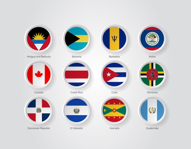 3d-vlagpictogrammen van landen in noord-amerika, deel 01