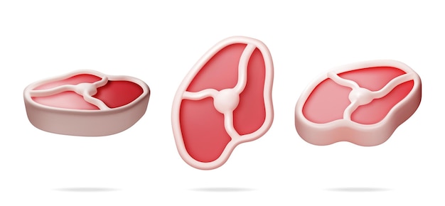 3d-vleessteak uit verschillende hoeken