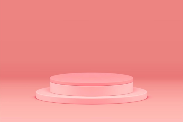 3d voetstuk roze cilinder niveau podium voor premium product presentatie promo reclame vector