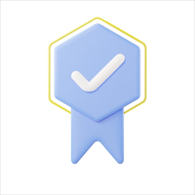 Vector 3d warranty icon medal vector illustration blue badge with  checklist background isolated