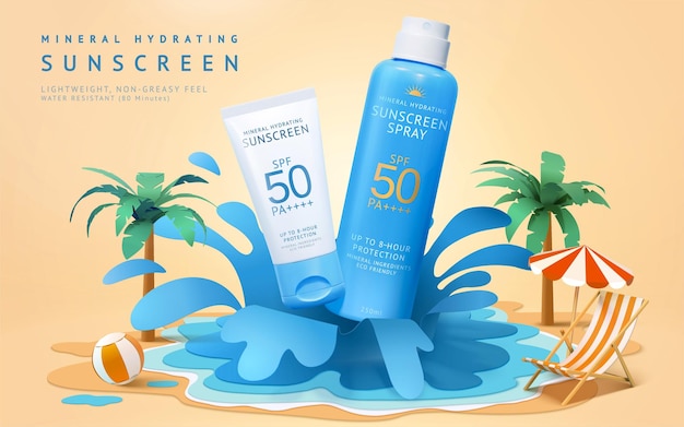 Vector 3d water resistant sunscreen ad