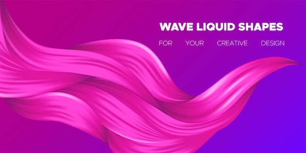 Vector 3d wave fluid shapes abstract dynamic background design