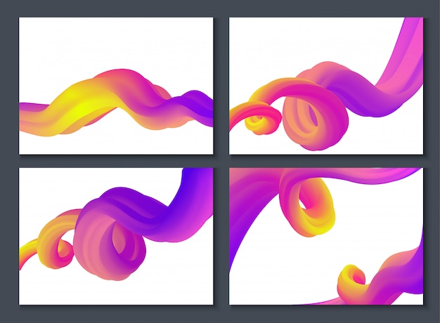 3d waves set or colorful background with frames