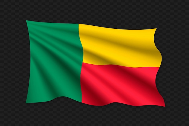 3D Waving Flag of Benin Vector illustration