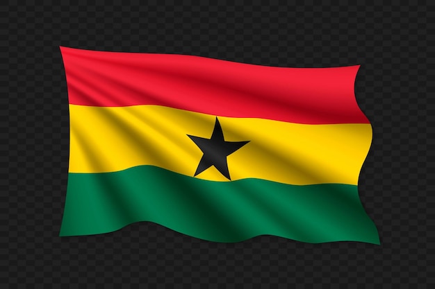 3D Waving Flag of Ghana Vector illustration