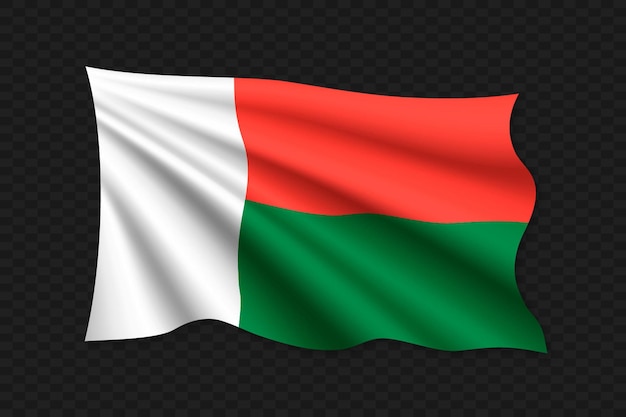 3D Waving Flag of Madagascar Vector illustration