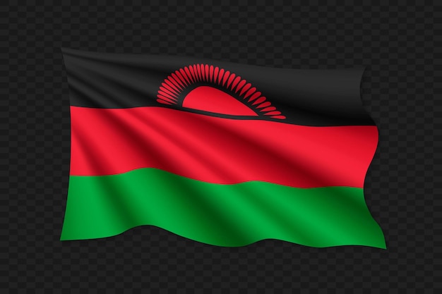 3D Waving Flag of Malawi Vector illustration