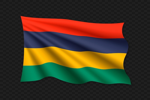 Vector 3d waving flag of mauritius vector illustration