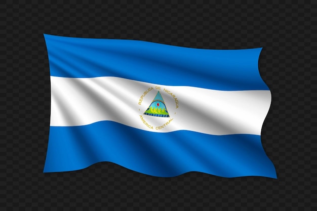 3D Waving Flag of Nicaragua Vector illustration