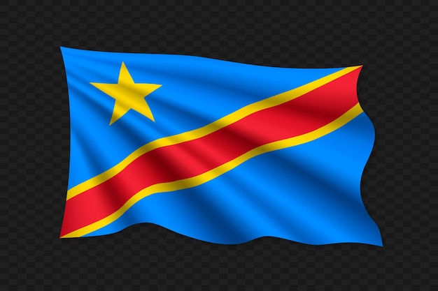 3d развевающийся флаг векторной иллюстрации демократической республики конго