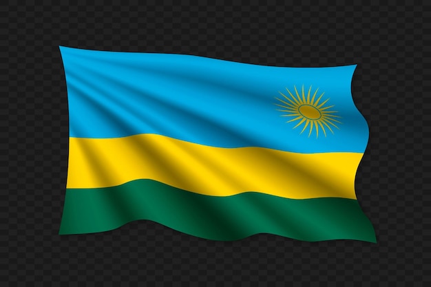 3D Waving Flag of Rwanda Vector illustration