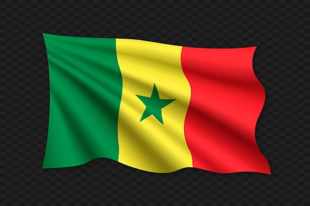 3d waving flag of senegal vector illustration