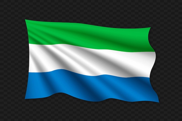 3D Waving Flag of Sierra Leone Vector illustration