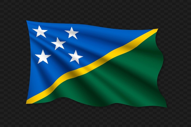 3D Waving Flag of Solomon Islands Vector illustration