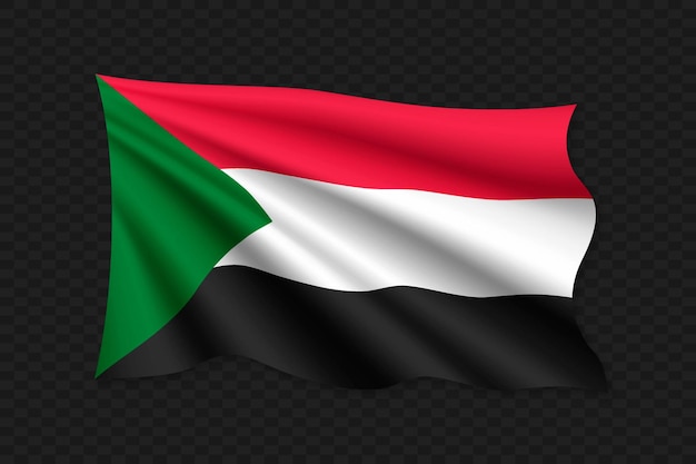 3d waving flag of sudan vector illustration