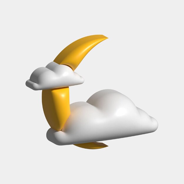 Vector 3d weather illustration night partly cloudy