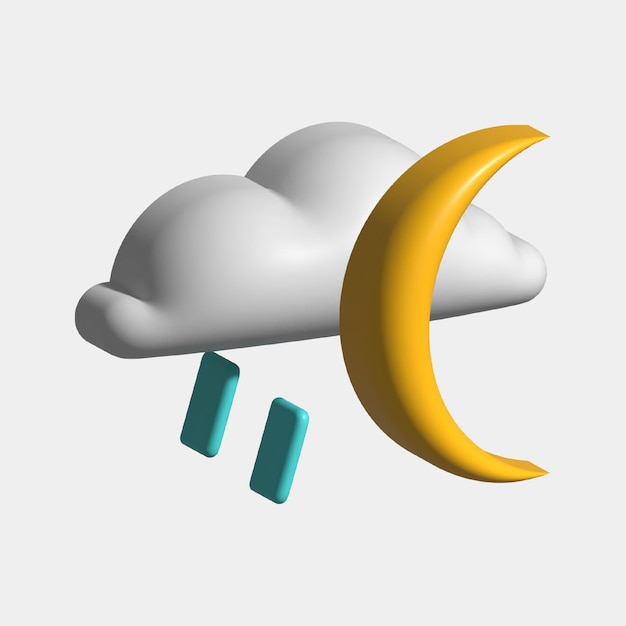 3d weather illustration rain night