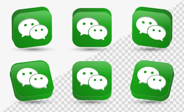 Vettore logo 3d wechat nella piazza moderna per i loghi delle icone dei social media 3d o la cornice dell'icona della piattaforma di rete