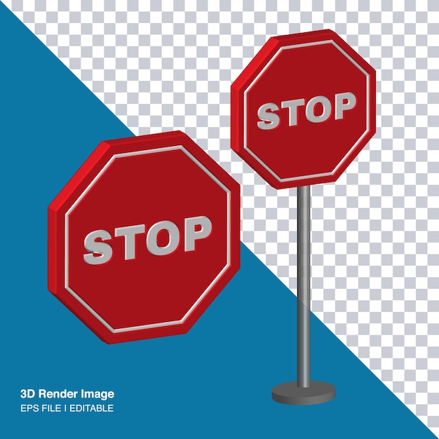 3D-weergave van verkeersbord, stop