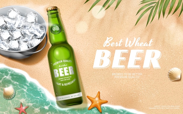 3d wheat beer ad banner