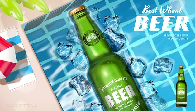 Vector 3d wheat beer banner ad