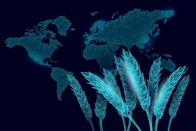 3D小麦の穂の穀物世界食料デーの飢餓意識チャリティーフードが世界の国際難民を支援するベクトルイラスト
