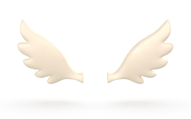 3d white angel wings in cartoon minimal style Vector illustration