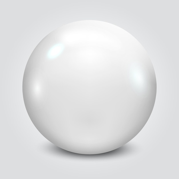 3d white ball vector illustration snooker ball billiards white pearl