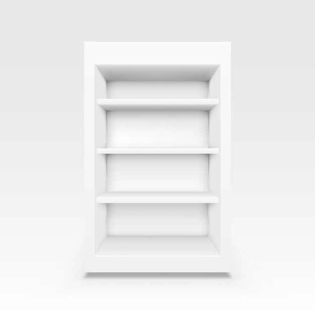 Vector 3d white blank empty shelf front view