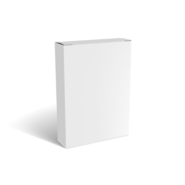 Vector 3d white box mock up-verpakking met schaduw