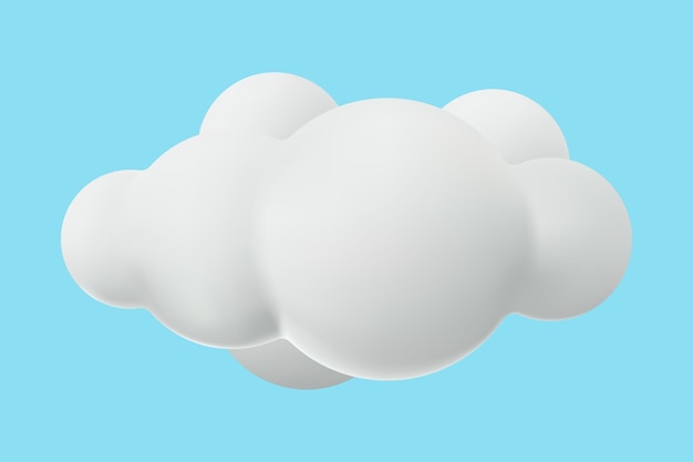 Vector 3d white cloud on blue sky cartoon style render