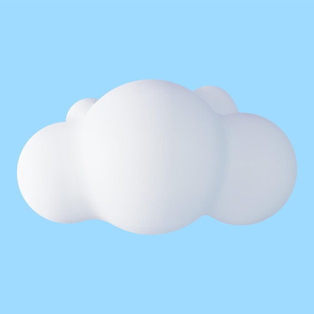 Vector 3d white cloud isolated on blue