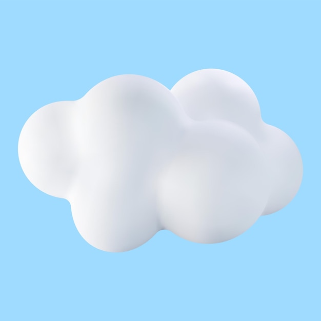 3D White Cloud Isolated on Blue