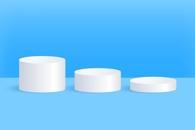 Vector 3d white cylinder podium stage 3 step