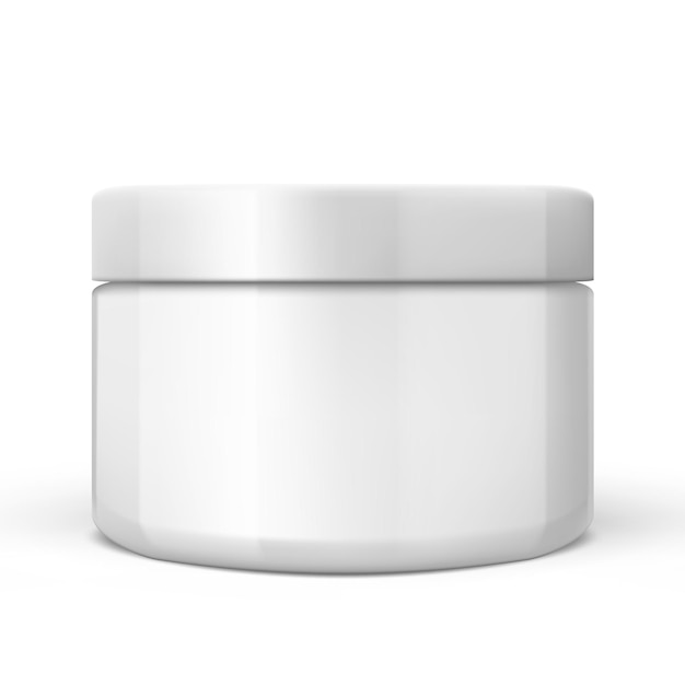 Vector 3d white glossy plastic jar with lid