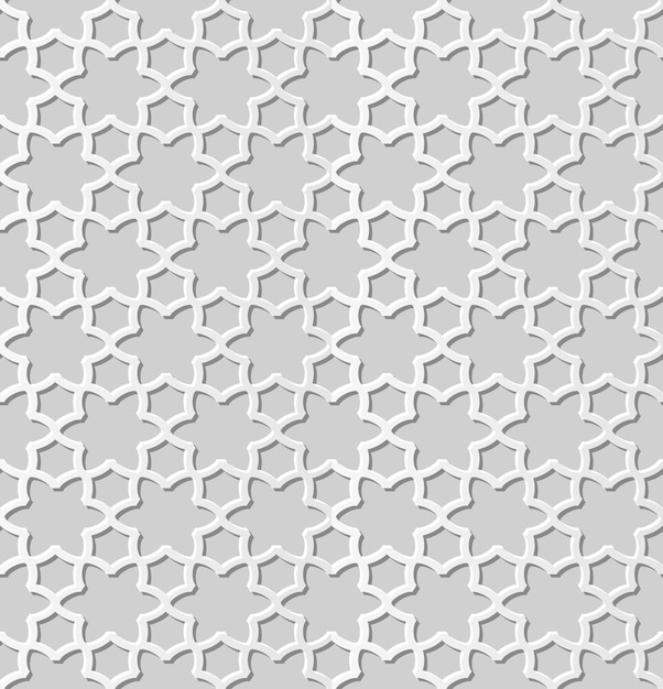 3D белая бумага искусство Исламская геометрия крест узор бесшовный фон, стильный узор украшения.