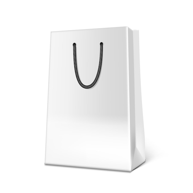 3d white paper luxury bag on background
