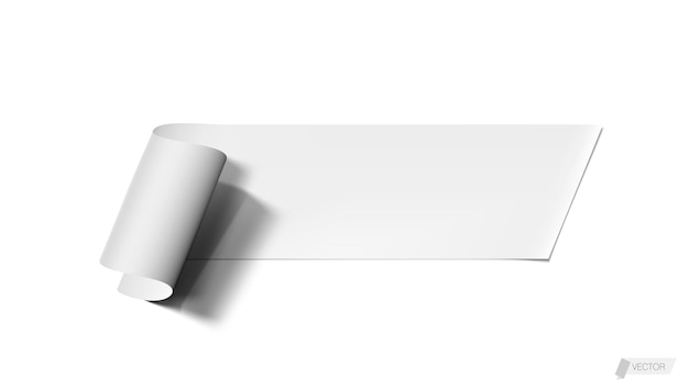 3d white paper ribbon banner with shadow