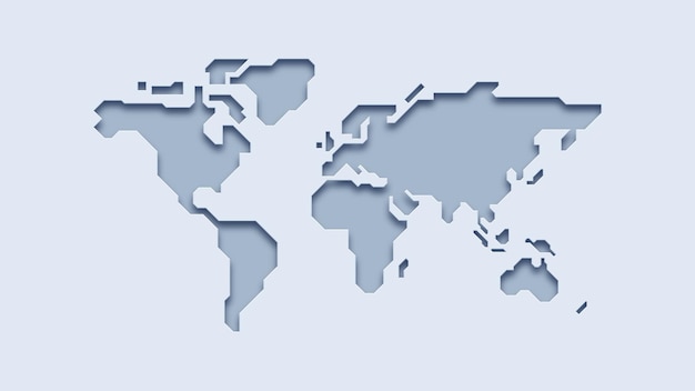 Vector 3d white paper world map