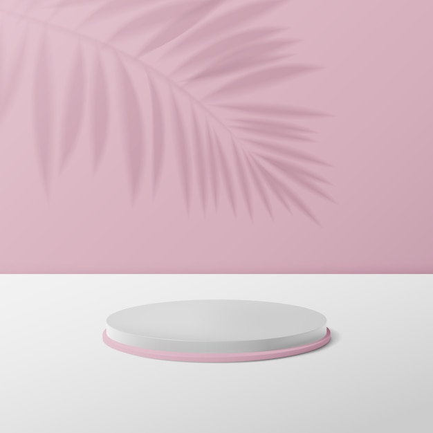 3d white and pink circle podium display.