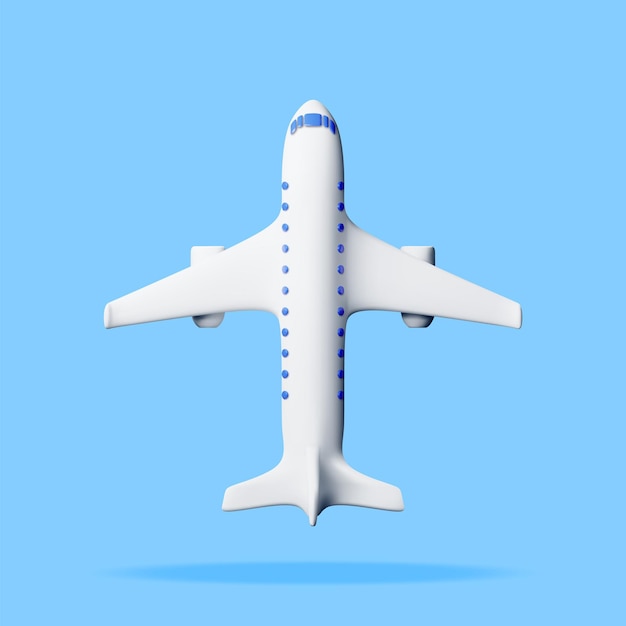 Vector 3d white realistic airplane isolated on blue