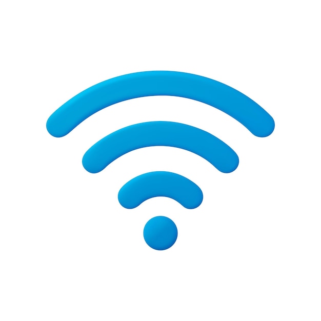 3d Wifi signal connection and network symbol