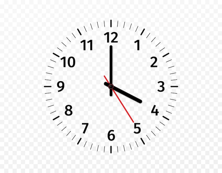 Vector 3d wijzerplaat pijl transparante achtergrond uren minuten en tweede hand op blinde muur realistische ronde mockup tijdschaal schema element moderne kantoor horloges vector geïsoleerd concept