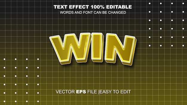 3D WIN editable text effect vector Eps