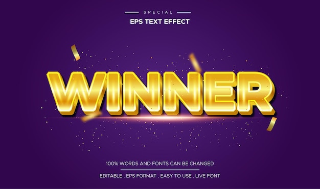 3d winner editable text style effect