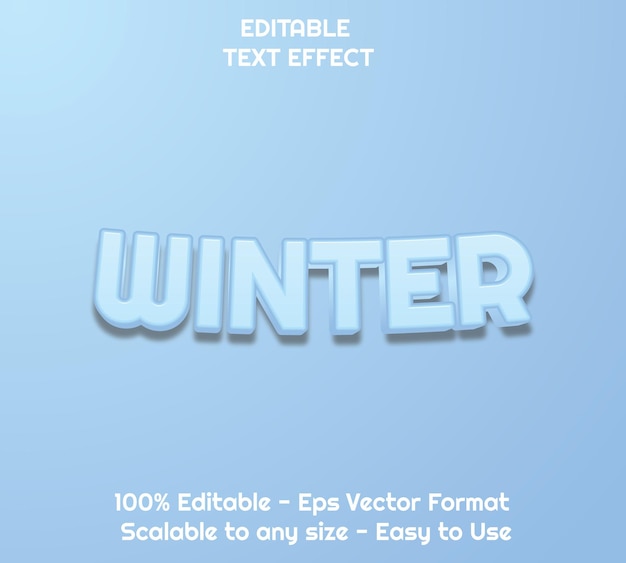 Vector 3d winte blue ice text effect editable text effect