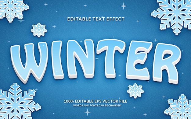 3D-winter teksteffect bewerkbare tekststijl