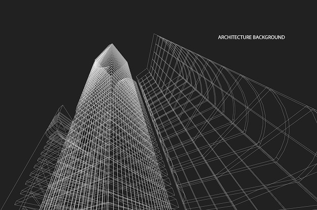 Wireframe 3d di costruzione. schizzo design.vector